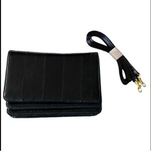 Black eel skin crossbody or clutch purse NEW